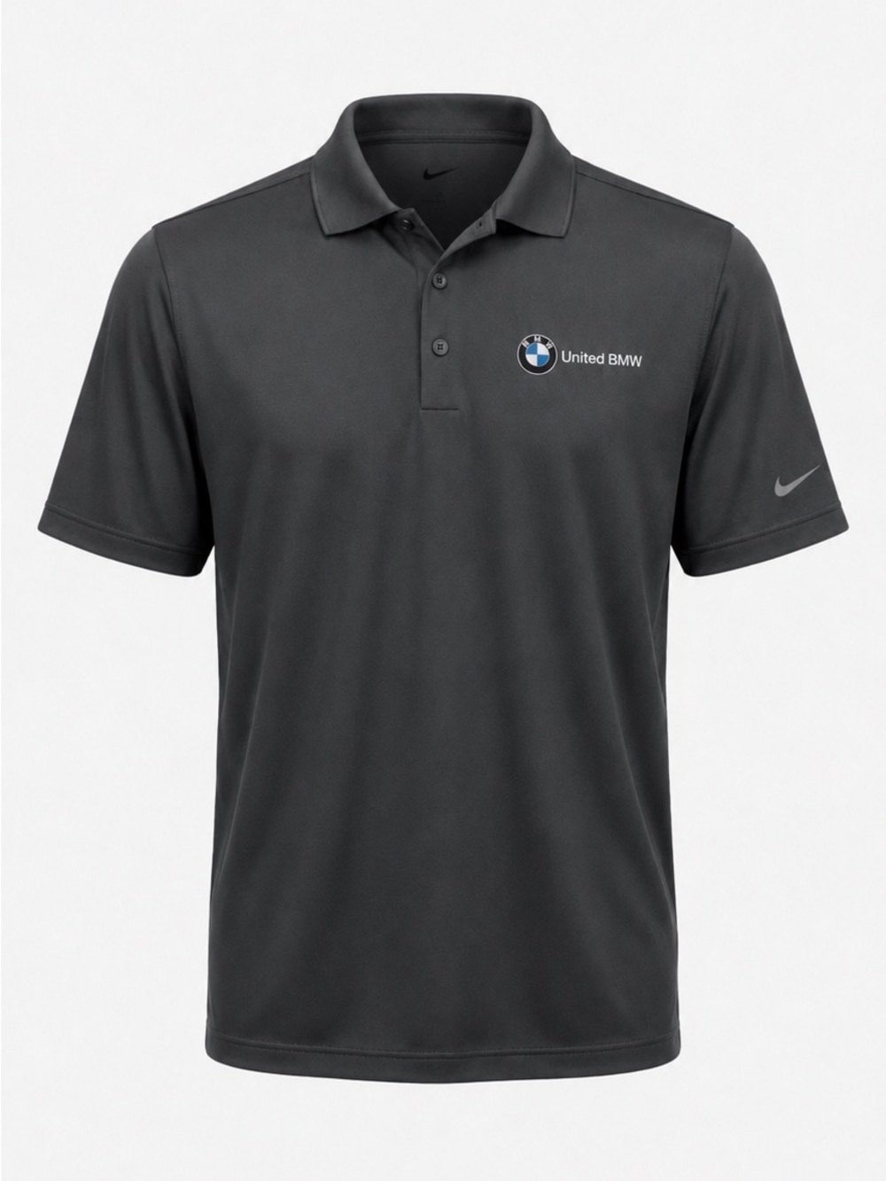 Gray Nike Dri-Fit Short Sleeve Polo Shirt With BMW Patch Size M